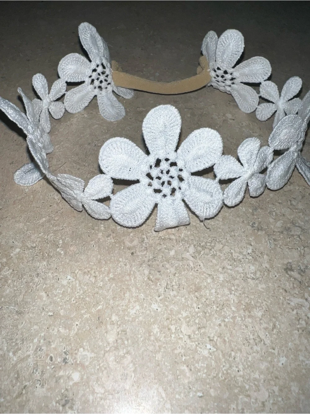 Delicate White Floral Lace Baby Headband